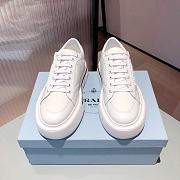 Prada Macro Re-Nylon Brushed Leather White Sneakers - 3