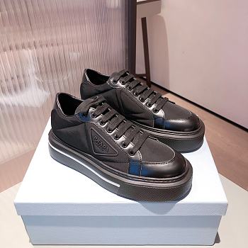 Prada Macro Re-Nylon Brushed Leather Black Sneakers