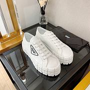 Prada Double Wheel Gabardine White Sneakers - 1
