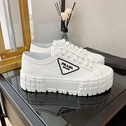 Prada Double Wheel Gabardine White Sneakers - 4