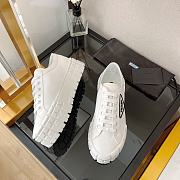Prada Double Wheel Gabardine White Sneakers - 3
