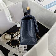Chanel Flap Bag With Top Handle Lambskin Navy Blue 20x12x6cm - 6