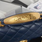 Chanel Flap Bag With Top Handle Lambskin Navy Blue 20x12x6cm - 5