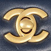 Chanel Flap Bag With Top Handle Lambskin Navy Blue 20x12x6cm - 4