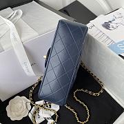 Chanel Flap Bag With Top Handle Lambskin Navy Blue 20x12x6cm - 3