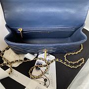 Chanel Flap Bag With Top Handle Lambskin Navy Blue 20x12x6cm - 2