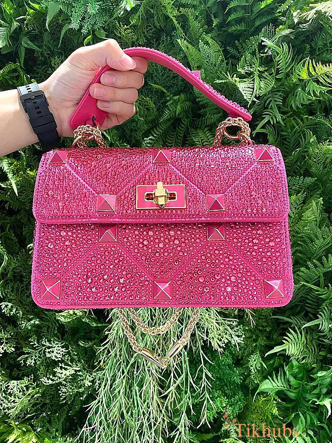 Valentino Gravani Crystal-embellished Pink Shoulder Bag 23x15x7cm - 1