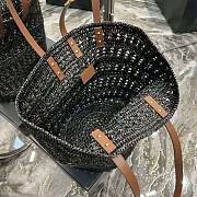 YSL Panier Medium Bag Crochet Raffia Black 48x30x26cm - 6