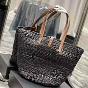 YSL Panier Medium Bag Crochet Raffia Black 48x30x26cm - 5