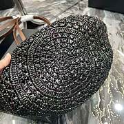 YSL Panier Medium Bag Crochet Raffia Black 48x30x26cm - 2