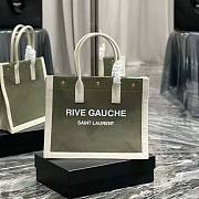 YSL Rive Gauche Small Tote Bag in Linen and Leather Green 39x31x18cm - 1