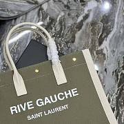 YSL Rive Gauche Small Tote Bag in Linen and Leather Green 39x31x18cm - 4