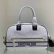 Dior Medium Vibe Zip Bowling Bag White and Blue 35x21x15.5cm - 1