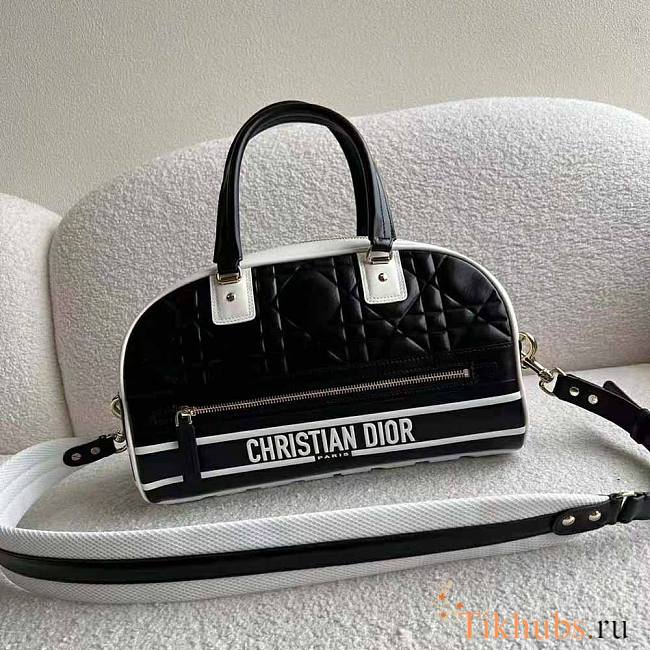 Dior Medium Vibe Zip Bowling Bag Black 35x21x15.5cm - 1