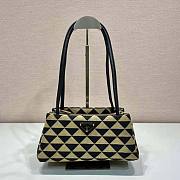 Prada Small Embroidered Fabric Symbole Beige Bag 13.5x13x25cm - 1