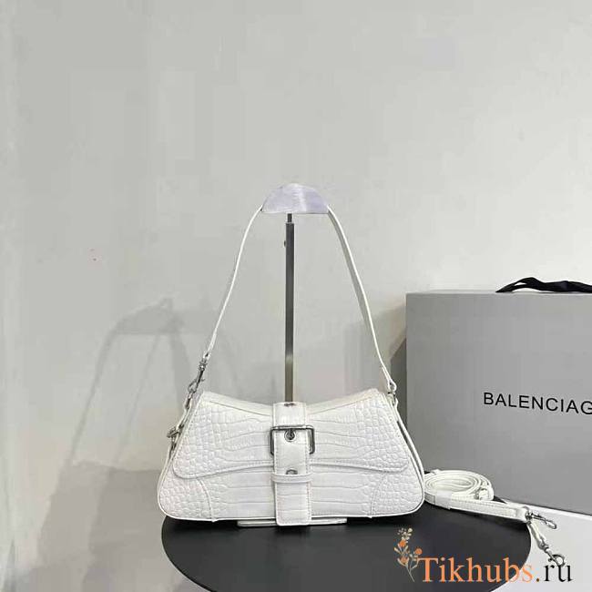 Balenciaga Lindsay Small Shoulder Bag Crocodile White 29x13x4.8cm - 1