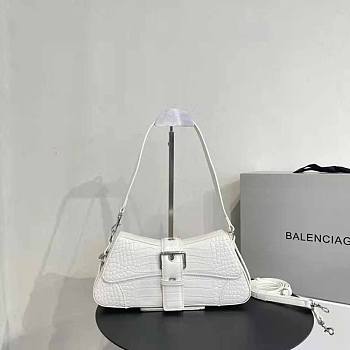 Balenciaga Lindsay Small Shoulder Bag Crocodile White 29x13x4.8cm