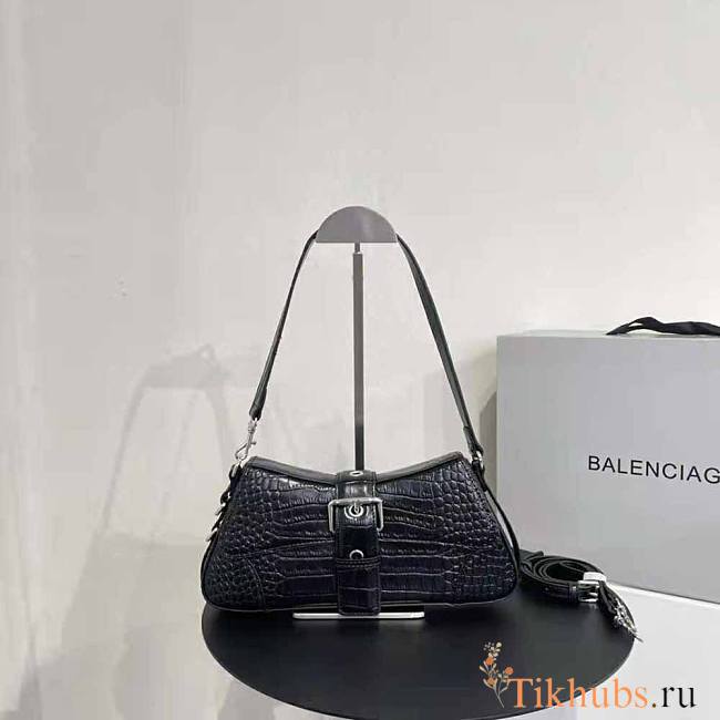 Balenciaga Lindsay Small Shoulder Bag Crocodile Black 29x13x4.8cm - 1