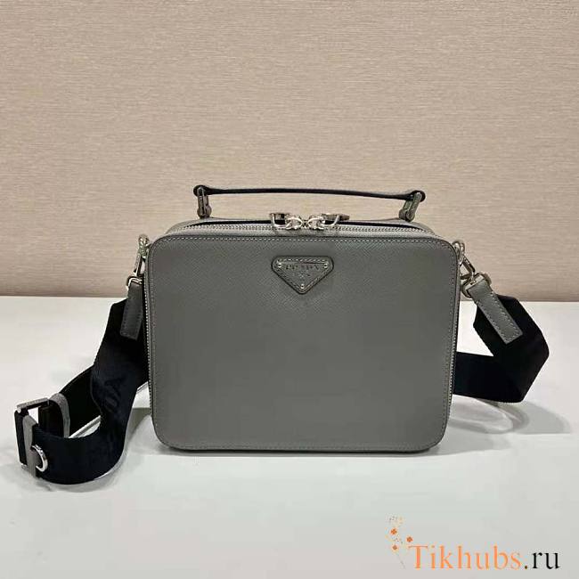 Prada Brique Saffiano Leather Bag Gray 16x6x22cm - 1