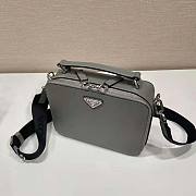 Prada Brique Saffiano Leather Bag Gray 16x6x22cm - 3