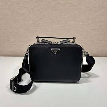 Prada Brique Saffiano Leather Bag Black 16x6x22cm