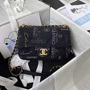 Chanel Small Flap Bag Printed Denim Black 23x14x8cm - 1