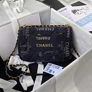 Chanel Small Flap Bag Printed Denim Black 23x14x8cm - 5