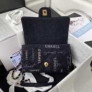 Chanel Small Flap Bag Printed Denim Black 23x14x8cm - 4