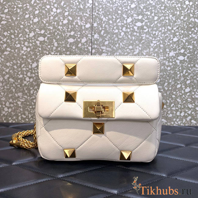 Valentino Exclusive Small Nappa Roman Stub White 19x13x6cm - 1