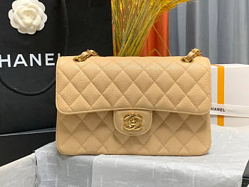 Chanel Flap Bag Caviar Beige Gold HW 23cm