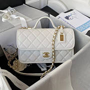 Chanel Flap Bag With Top Handle Caviar White 25x21.5x7cm - 1