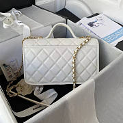 Chanel Flap Bag With Top Handle Caviar White 25x21.5x7cm - 4