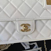 Chanel Flap Bag With Top Handle Caviar White 25x21.5x7cm - 6