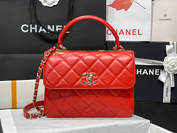 Chanel Trendy Lambskin Red Gold Hardware 25x12x17cm