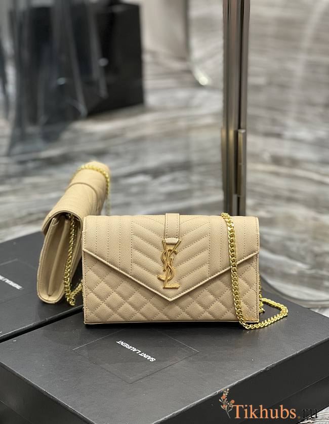 YSL Wallet On Chain Beige 22.5x14x.4cm - 1