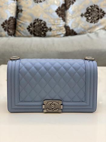 Chanel Leboy Caviar Blue Silver 25x15x9cm