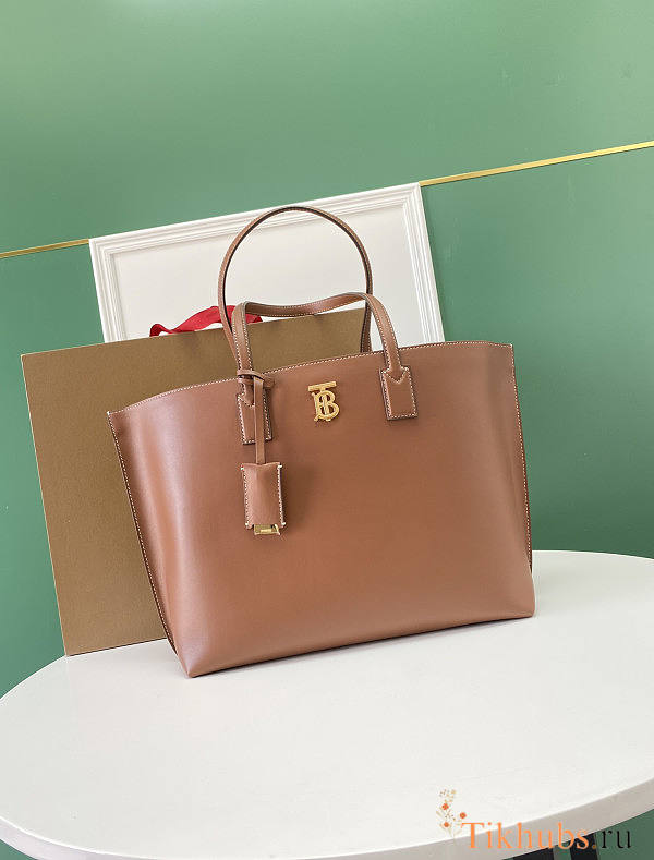 Burberry Monogram Motif Leather Large Brown Tote 34x14x28cm - 1