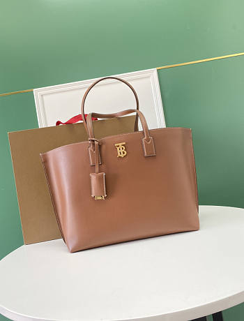 Burberry Monogram Motif Leather Large Brown Tote 34x14x28cm