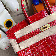 Hermes Birkin Crocodile Red 25cm  - 4