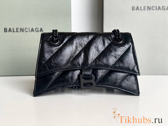 Balenciaga Crush Small Chain Bag Quilted In Black 25x15x8cm - 1