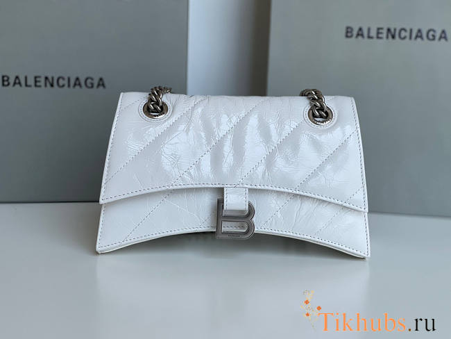 Balenciaga Crush Small Chain Bag Quilted In White 25x15x8cm - 1