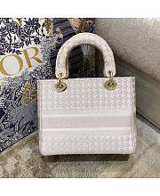 Dior Lady D-Lite Bag Rose Des Vents Houndstooth Embroidery Size 24 cm - 2