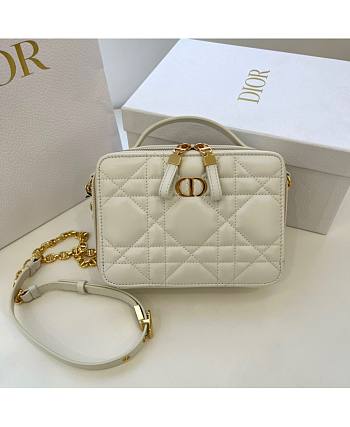 Dior Caro Box Bag With Chain White 18 x 13 x 5 cm