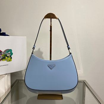 Prada Cleo Brushed Leather Shoulder Bag Blue 27x22x6cm