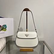 Prada Cleo Brushed Leather Shoulder Bag White 22x4x15.5cm - 1