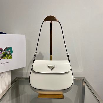 Prada Cleo Brushed Leather Shoulder Bag White 22x4x15.5cm