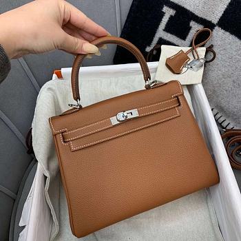 Hermes Kelly Togo Silver Brown 25cm