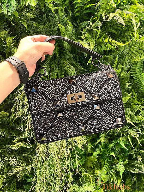 Valentino Vsling Mini Bag With Sparkling Embroidery Black 24x16x8cm - 1