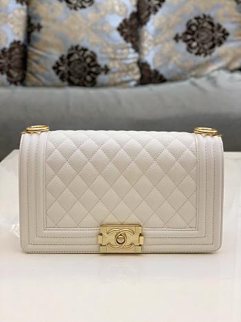 Chanel Leboy Cavier Gold Hardware White 25cm