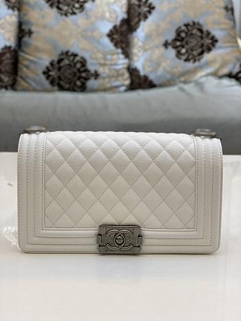 Chanel Leboy Caviar White Silver 25x15x9cm